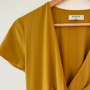 Gold Babaton Aritzia Long Wrap Dress (S)